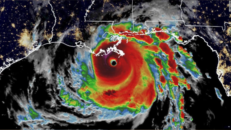 Infrared (IR) Satellite Imagery of Hurricane Ida just before Making Landfall.