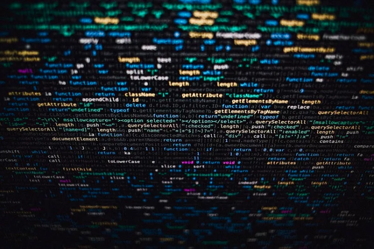 A screen showing code language