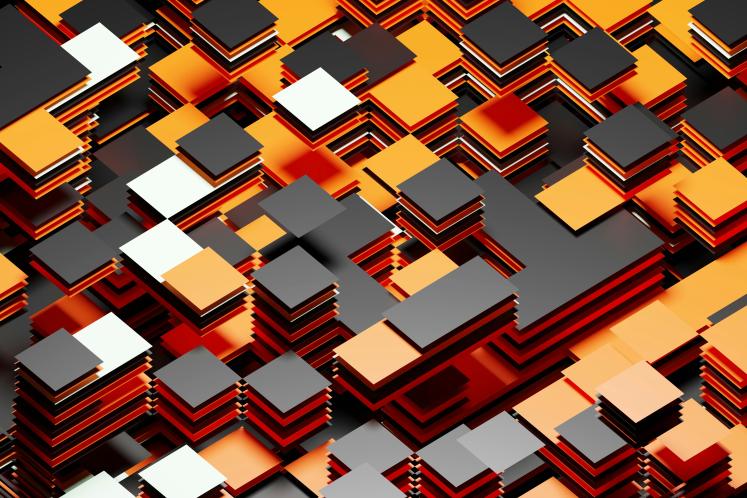 Vibrant Geometric Abstract 3D Blocks Design by MRFE MRFE