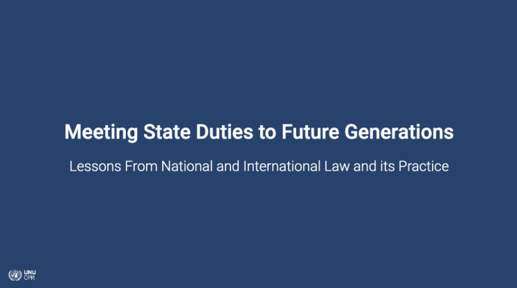 Meeting State Duties to Future Generations