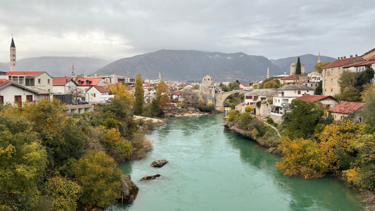 The Mostar river in Bosnia and Herzegovina