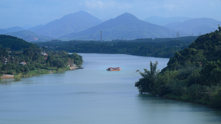 View of the Hue river in Viet Nam. 