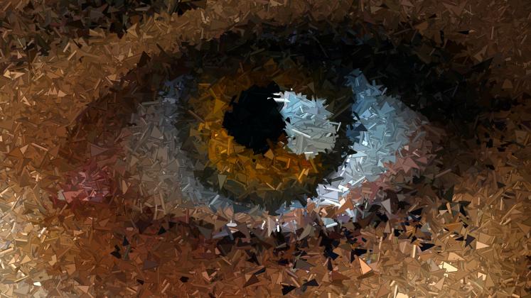 A digital mosaic of a human eye