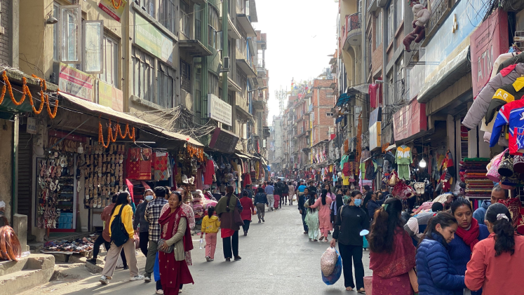 A shopping street in Kathmandu, Nepal