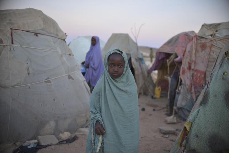 A child in a camp for internally diplaced persons outside of Belet Weyne, Somalia.