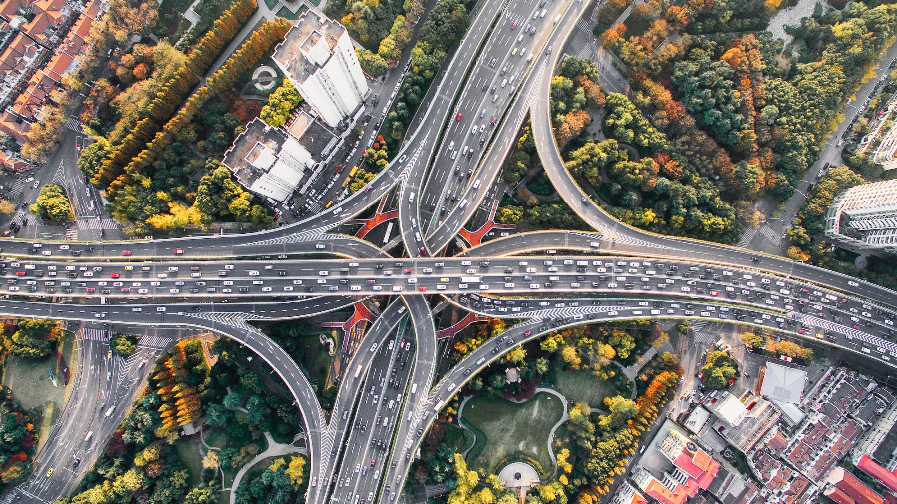 Aerial View of Intersecting Highways