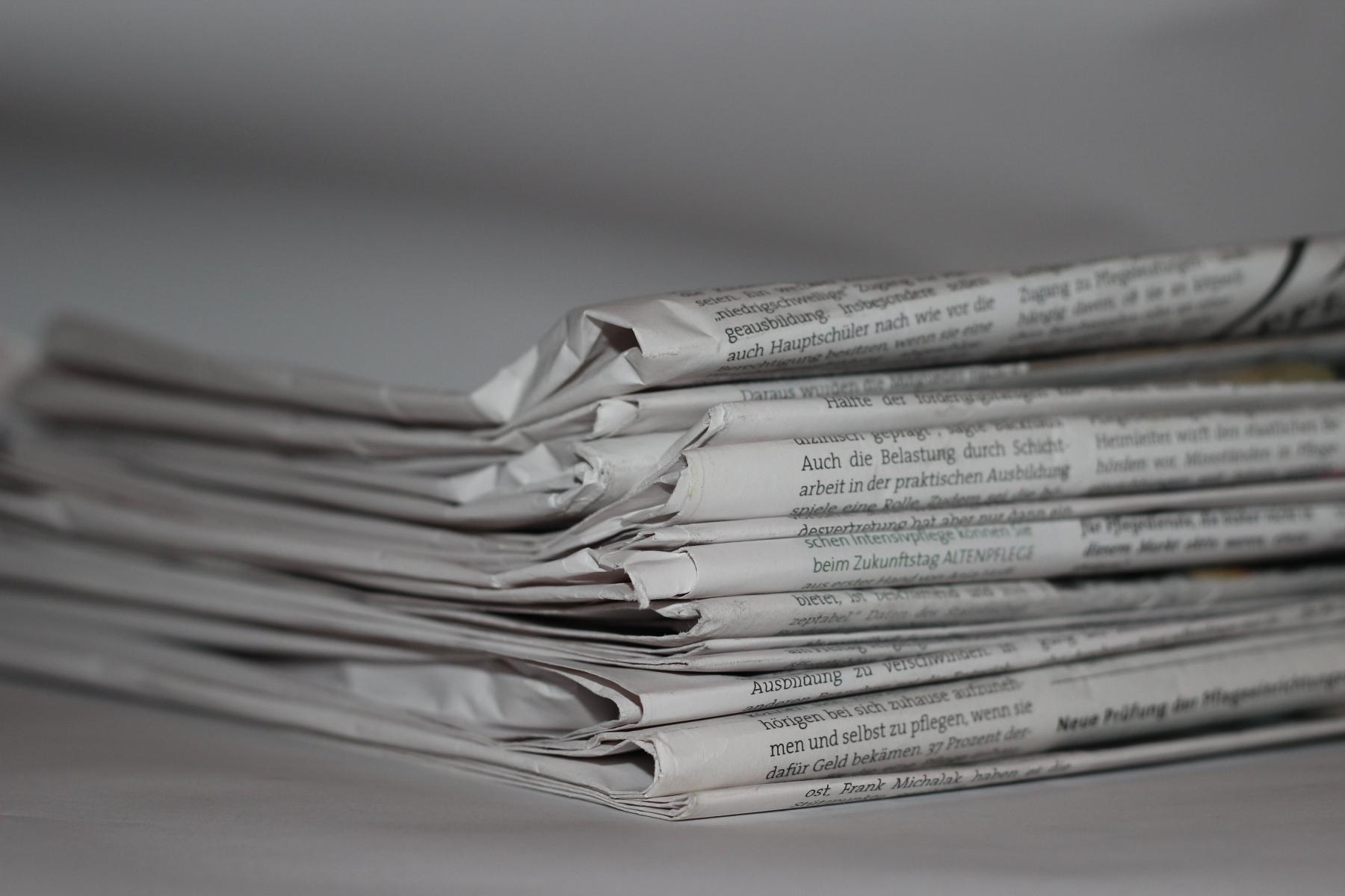 A bundle of newspapers