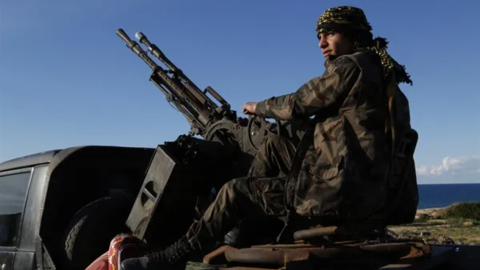 Forces loyal to Libya’s U.N.-appointed interim Prime Minister Abdul Hamid Dbeibah arrive from Misrata to Tripoli in a show of support, Feb. 12, 2022