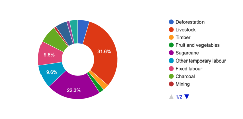 Sectoral breakdown of those rescued from slavery in Brazil 1995-2018 (Figure 24)