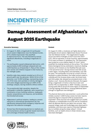 UNU_INWEH_INCIDENT_BRIEF_Afg_Earthquake_2025 front page cover