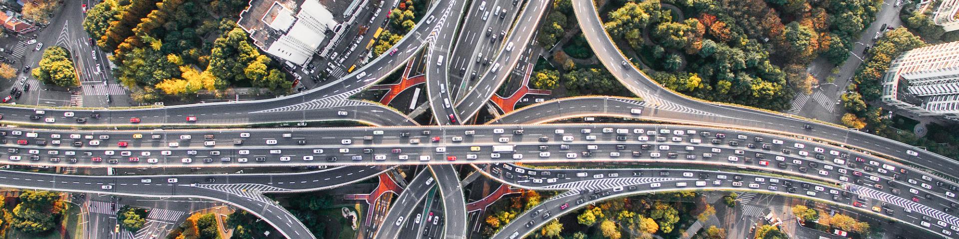 Aerial View of Intersecting Highways